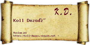 Koll Dezső névjegykártya